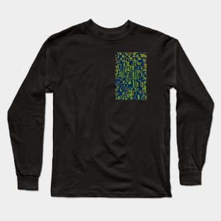 African Abstract Art Pattern - "Ndalu" - Green and Blue Design Long Sleeve T-Shirt